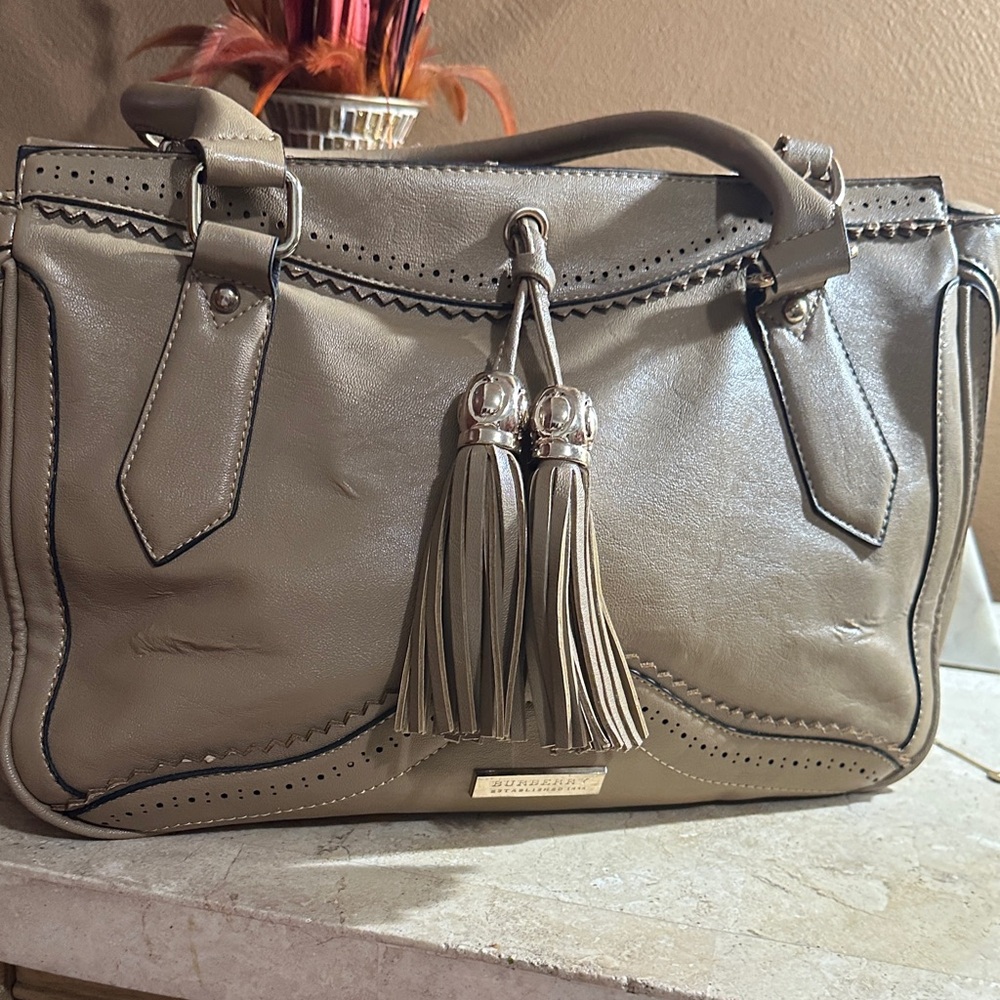 Burberry Taupe Satchel with Tassels